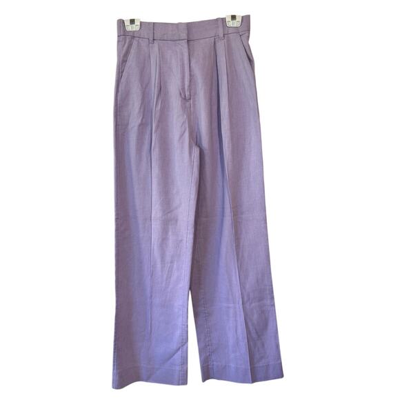 Abercrombie & Fitch Linen Blend Lilac Size Small EUC High Waist Pleated Wide Leg - Picture 10 of 12